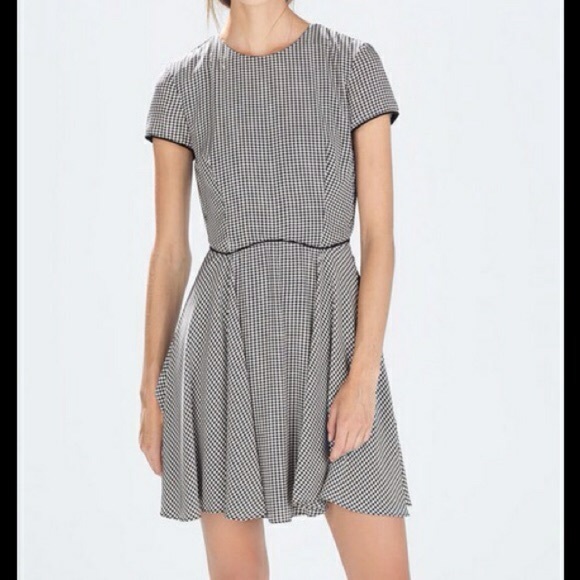 TRAFALUC ZARA size M houndstooth peplum dress - Picture 2 of 5